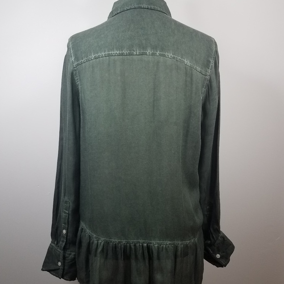 a.n.a. Olive Green Hi-lo Peplum Long Sleeve hi-lo style Blouse shirt top size XS - Picture 4 of 8